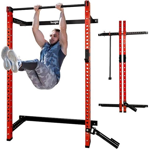 Yes4All Wall-Mounted Folding Squat Rack with Pull-Up Bar