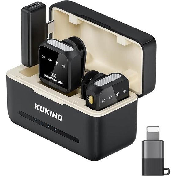 Wireless Lavalier Mic for iPhone Android 80h Battery