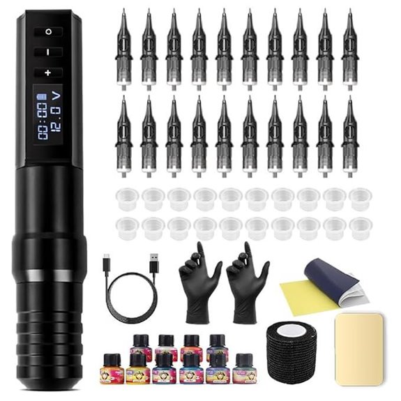 Wireless Tattoo Kit with Needles and Ink