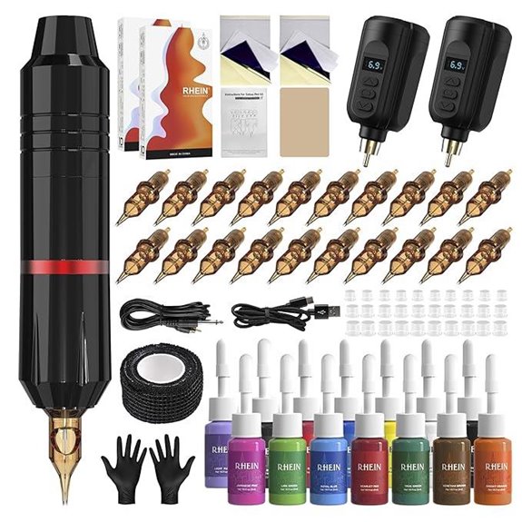 Wireless Tattoo Kit with Batteries and Needles
