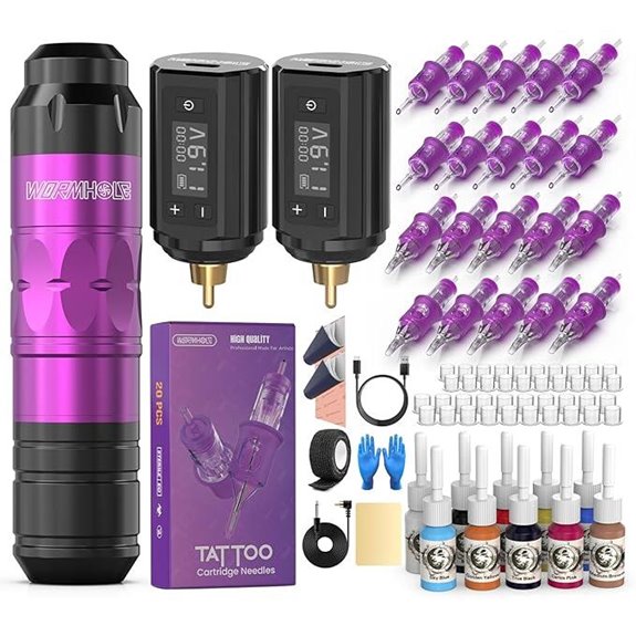 Wireless Tattoo Kit with Batteries and Needles
