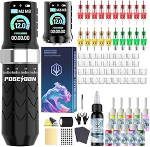 POSEIDON Wireless Tattoo Kit with Needles and Batteries