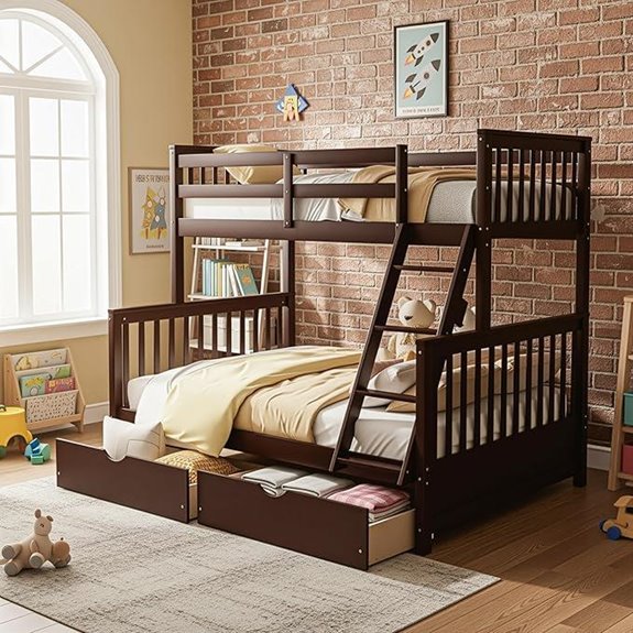Merax Wood Bunk Bed with Storage and Ladders