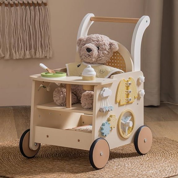 ROBOTIME Wooden Baby Walker and Activity Center