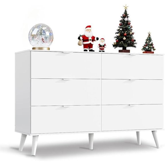 WLIVE 6-Drawer Wooden Dresser with Metal Handles
