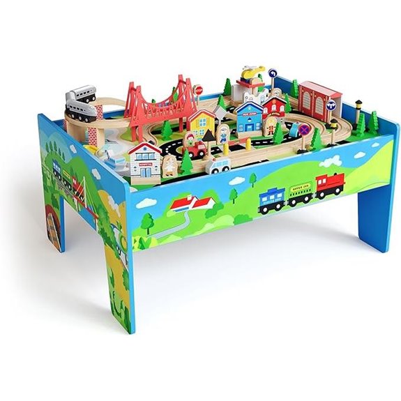 2-in-1 Wooden Train Table and Study Desk Set