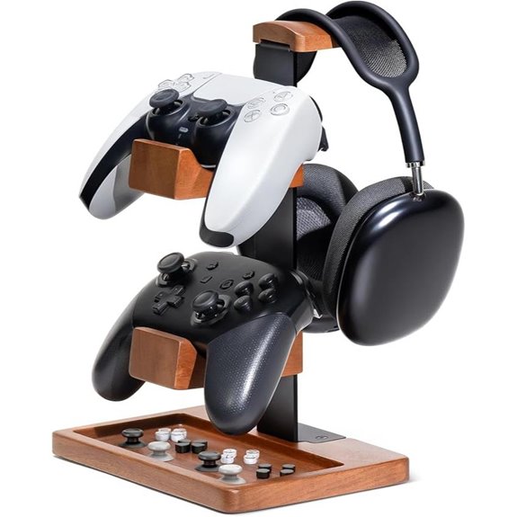 Solid Wood Gaming Controller and Headphone Stand