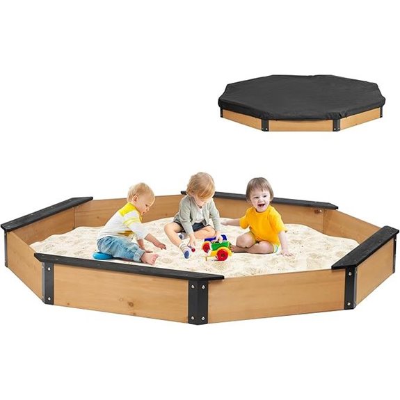 Wooden Octagon Sandbox with Cover for Kids Outdoor