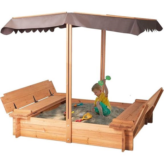 BIRASIL Wooden Sandbox with Cover and Seats