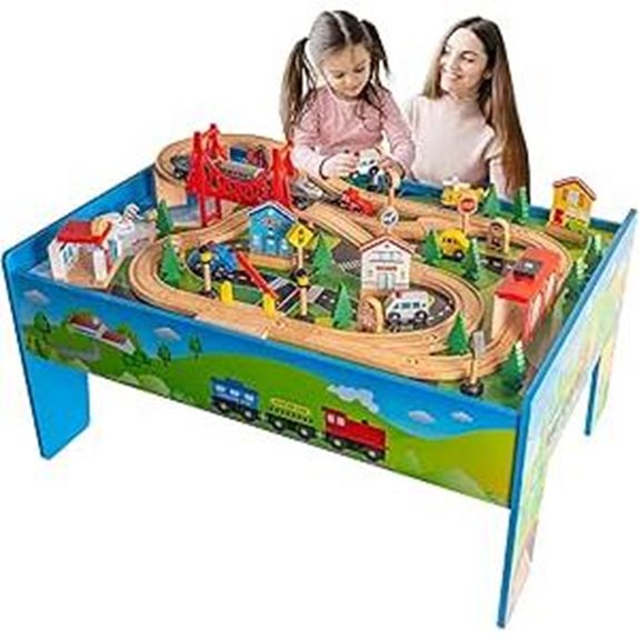 FUNPENY Wooden Train Table Set for Kids and Toddlers
