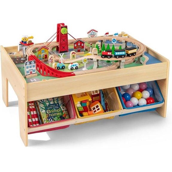 3-in-1 Wooden Train Table Set with Storage