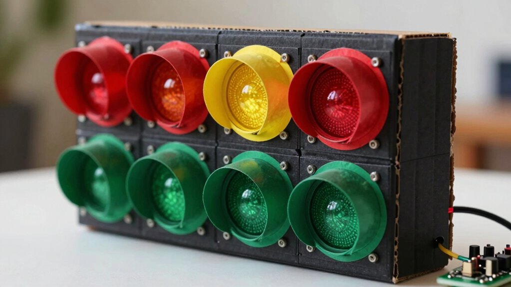 colorful illuminated traffic signals