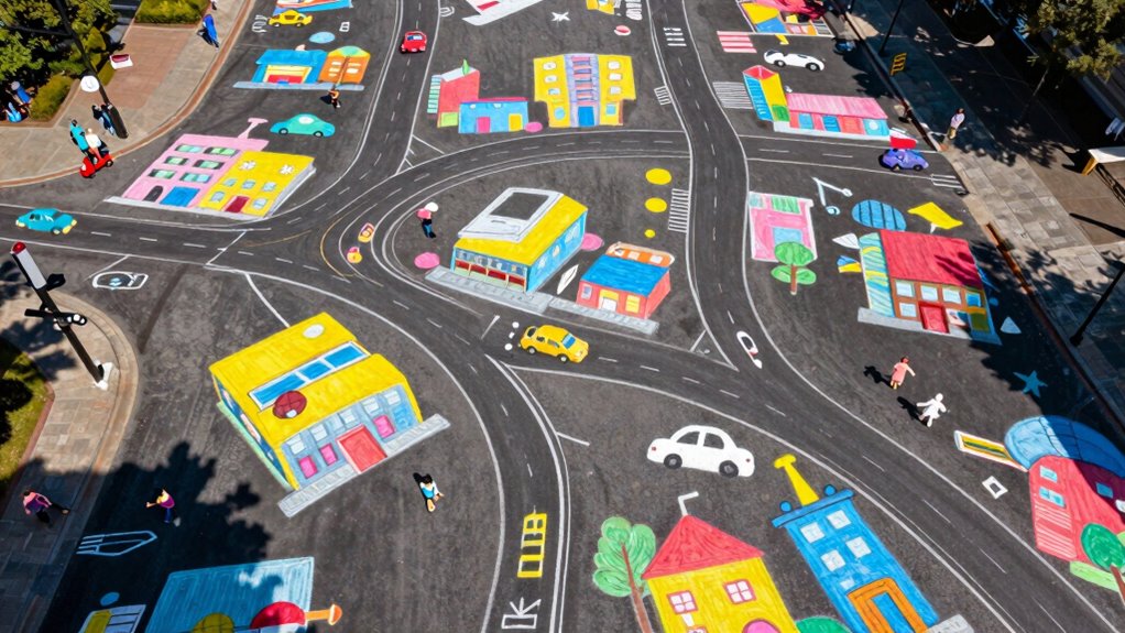 colorful playful sidewalk art