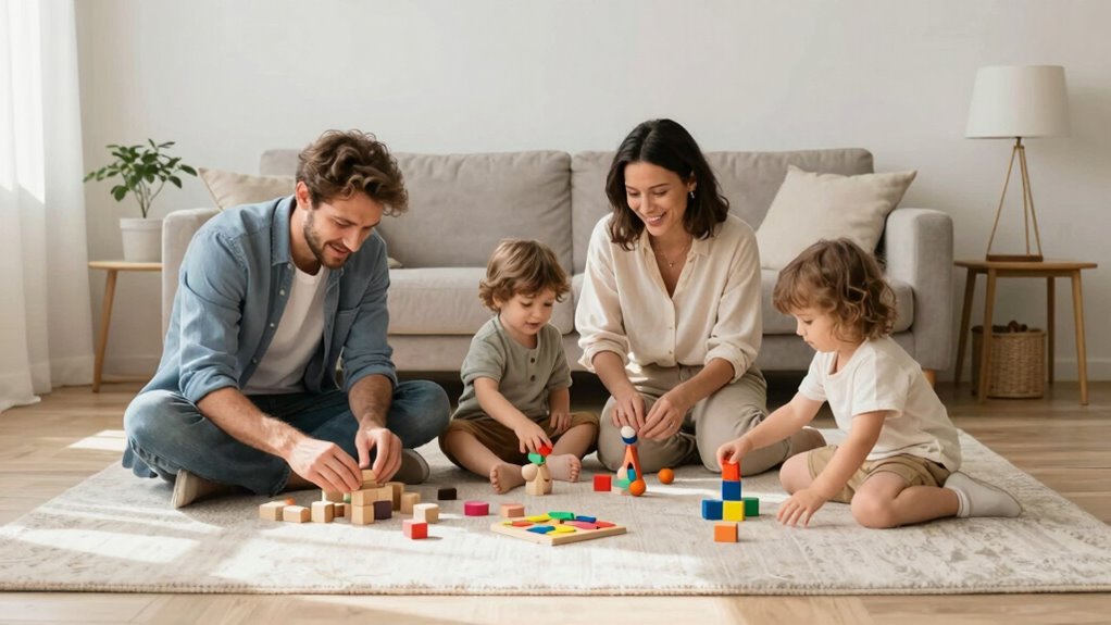 family toy decluttering teamwork