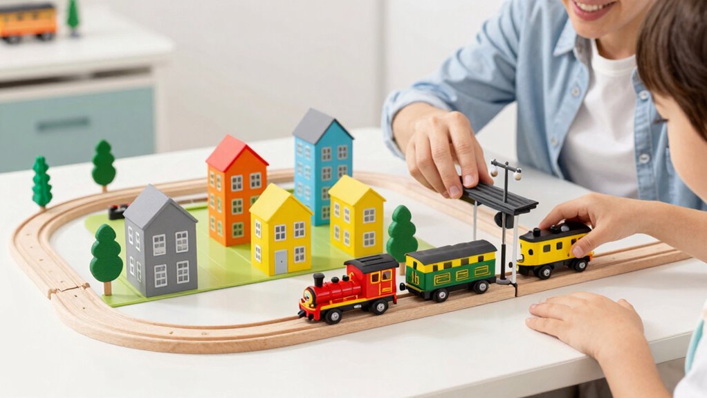 kids organize train toys