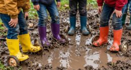 playing in muddy terrain
