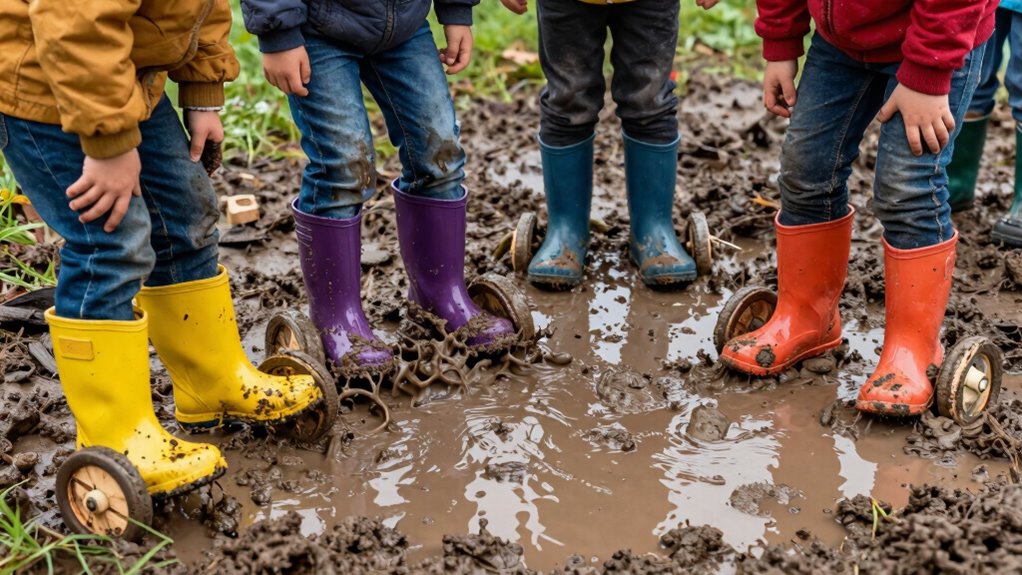 playing in muddy terrain
