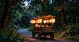 relaxing lantern wagon walk