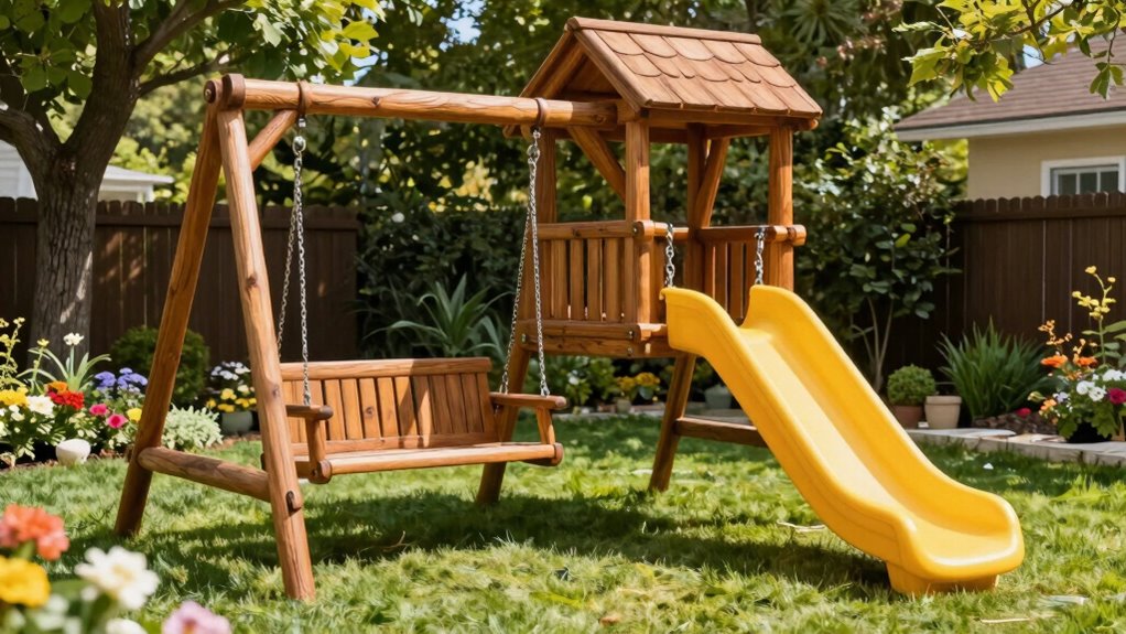 top backyard wooden swings