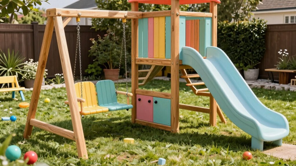 top storage swing sets