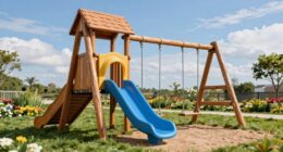 top wooden playground slides