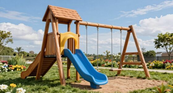 top wooden playground slides