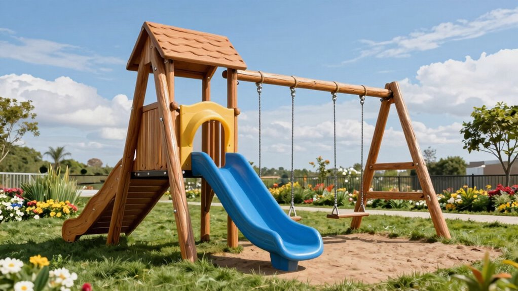 top wooden playground slides
