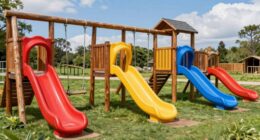 top wooden playground slides