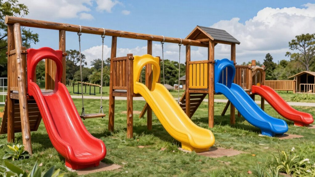 top wooden playground slides