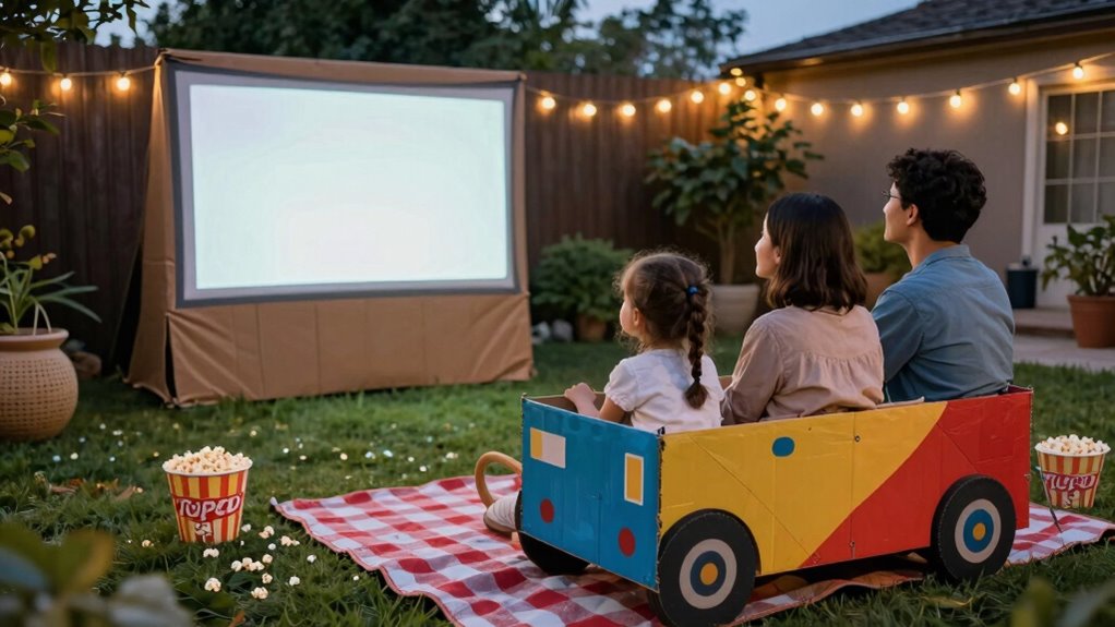 backyard drive in movie play
