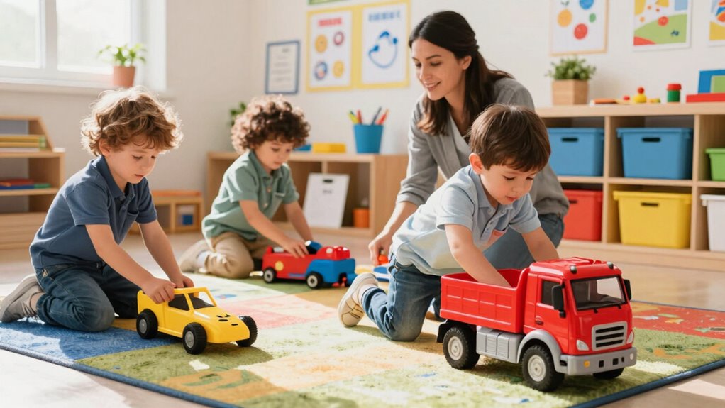 classroom tasks with wheeled toys
