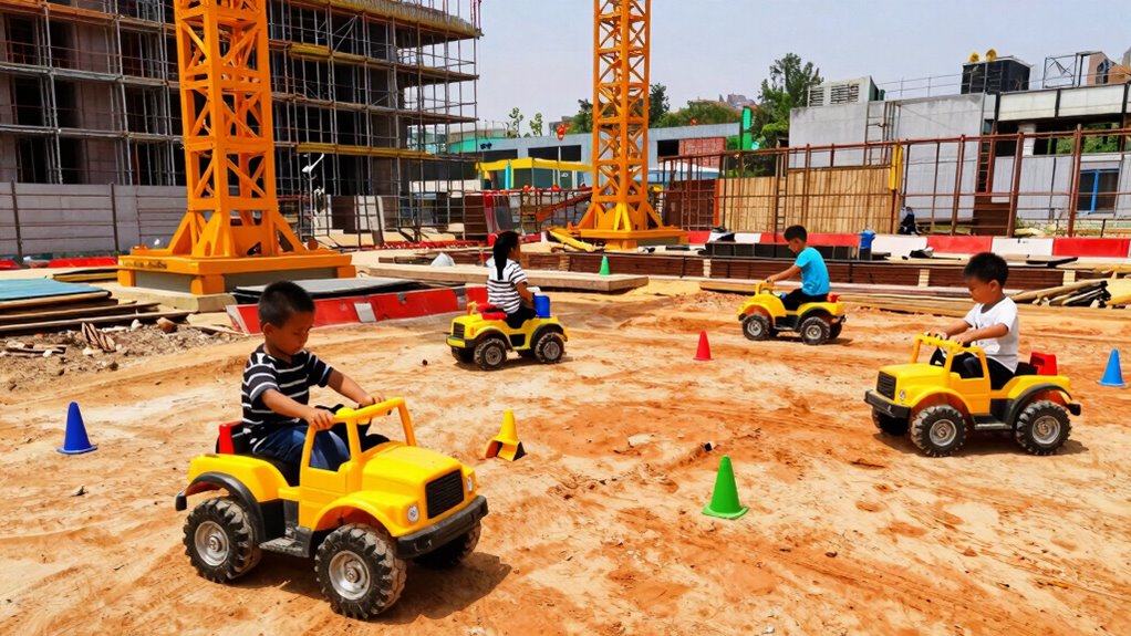 construction play with vehicles