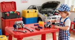 create a pretend mechanic workshop