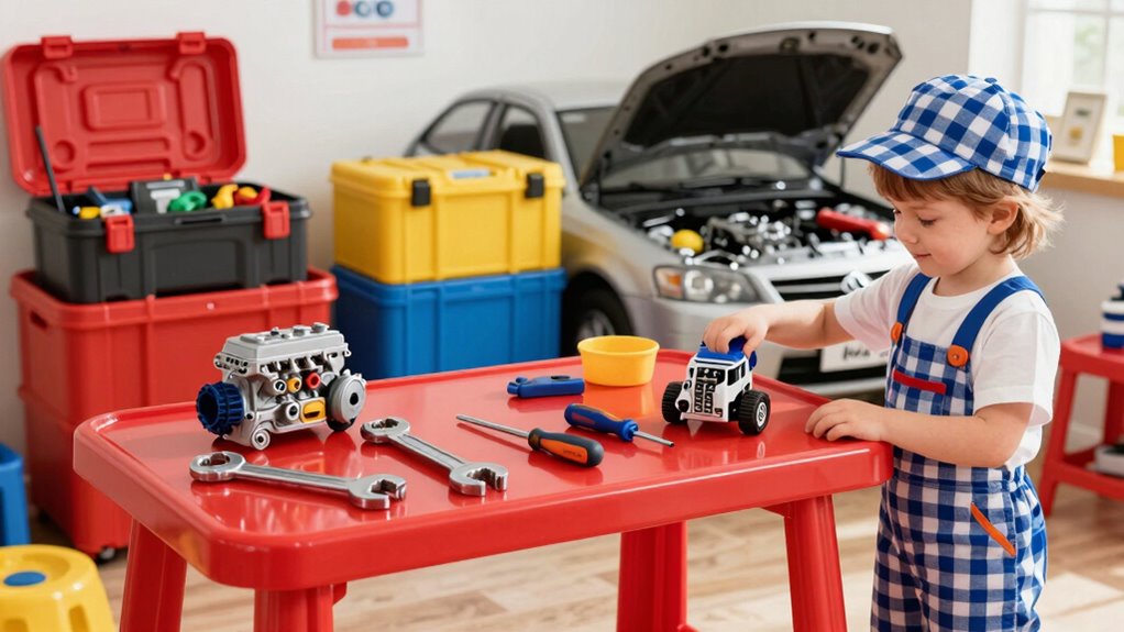 create a pretend mechanic workshop