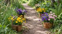 decorative baskets along pathway