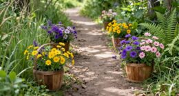 decorative baskets along pathway