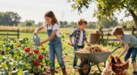 kids help on farm