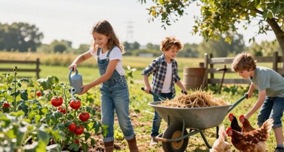 kids help on farm