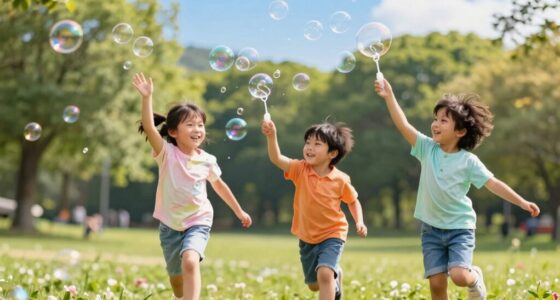 outdoor bubble chasing fun