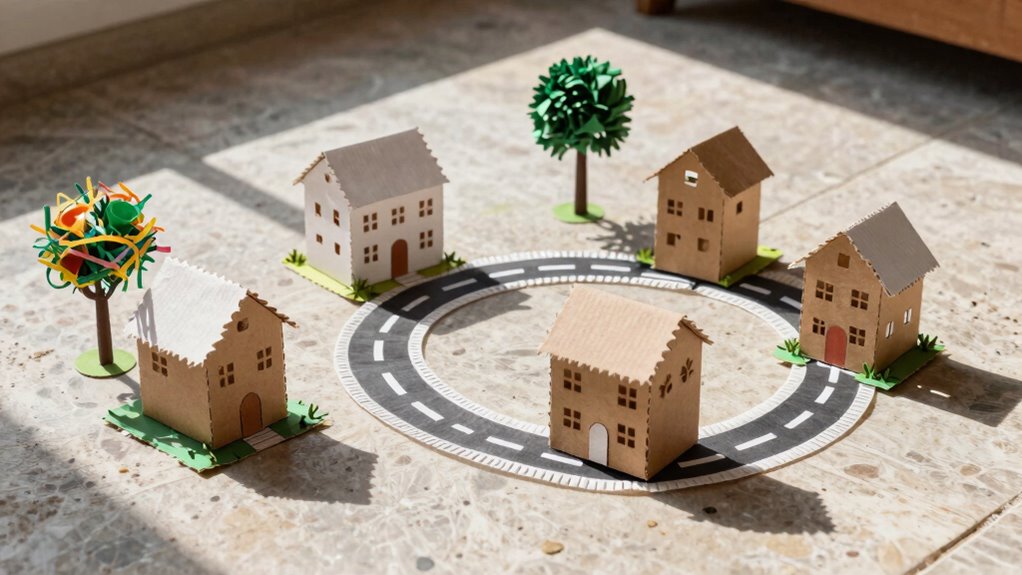 recycled materials create miniature landscapes