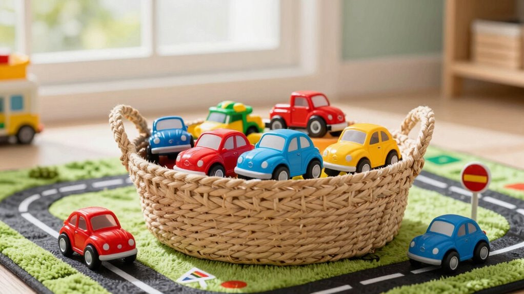 toddler vehicle story baskets