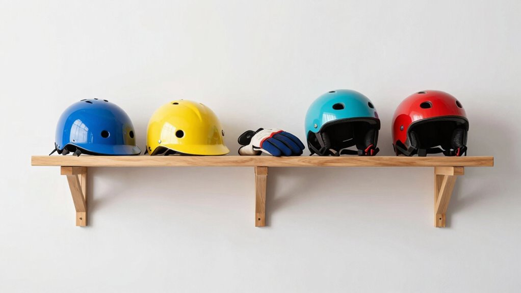 wall shelves enhance gear organization