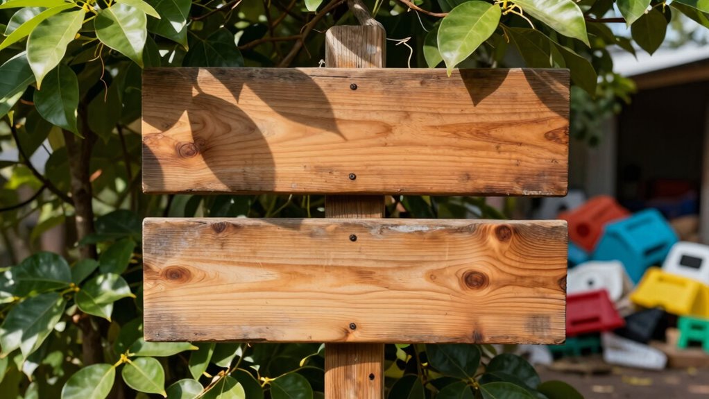 wooden signs create calm